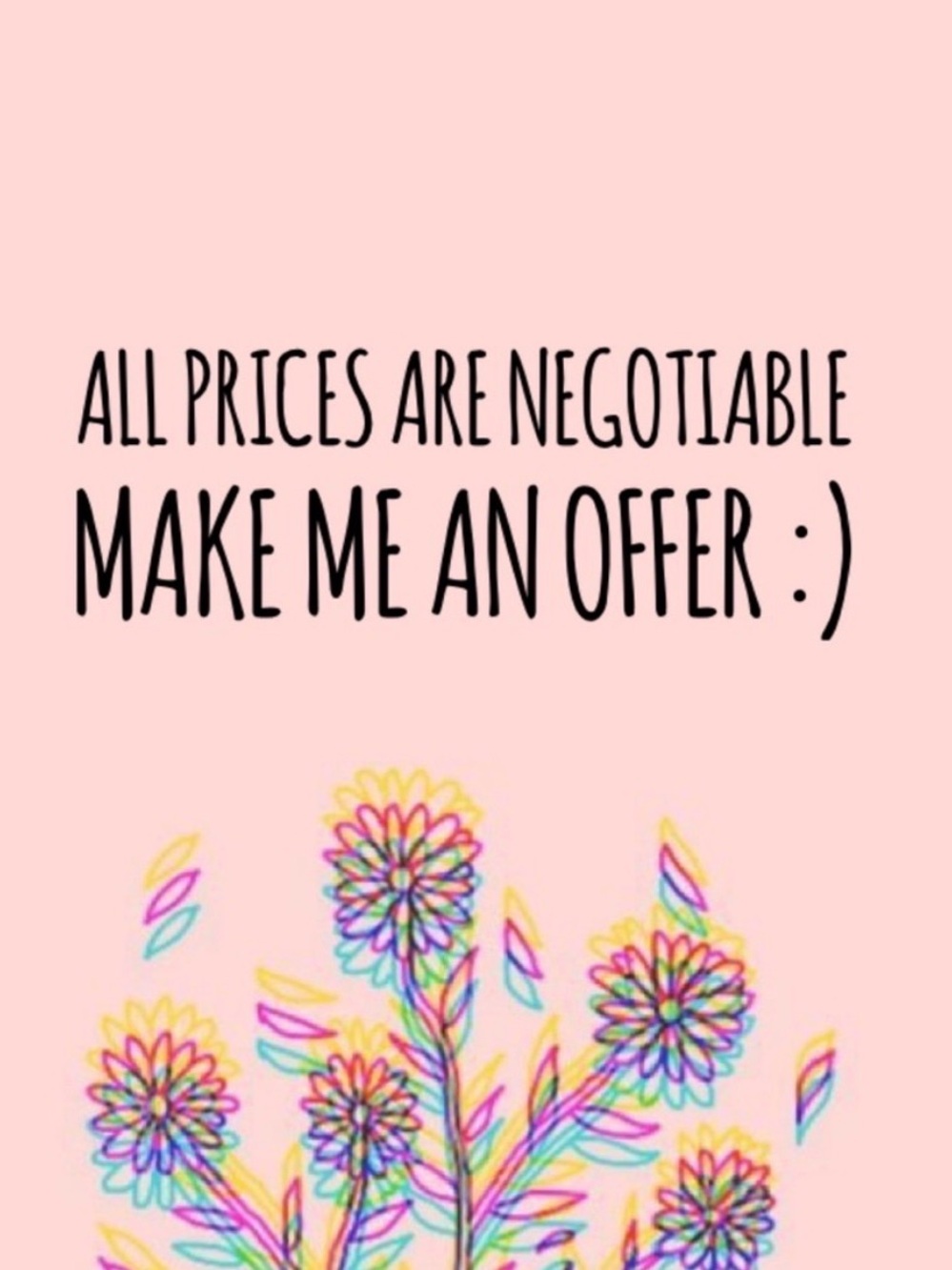Pink Floral Graphic Sign - 'Make Me An Offer'